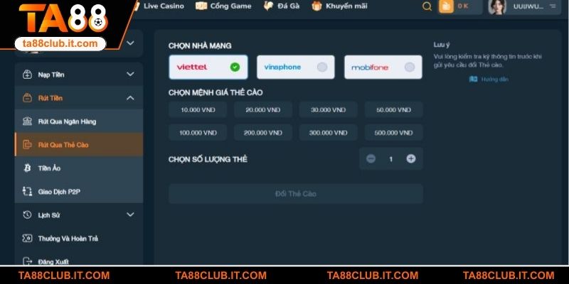 Cần lưu ý điều gì khi giao dịch rút tiền TA88 cho newbie?
